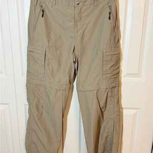 REI Women's Tan Cargo Pants. UPF 50+. Zip Off Legs Sz 14 FH